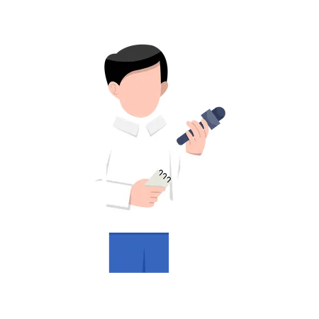 Male Reporter holding mic  Illustration