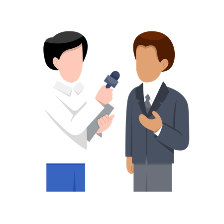 Male Reporter Interviewing businessman  Illustration