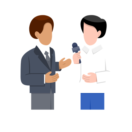 Male Reporter Interviewing  Illustration