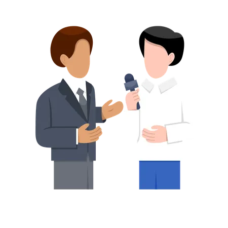 Male Reporter Interviewing  Illustration