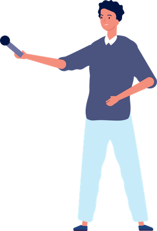Male Reporter With Microphone  Illustration