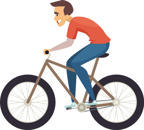 Male ride bikes Illustration