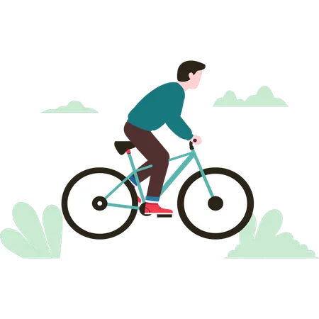 Male riding bicycle Illustration
