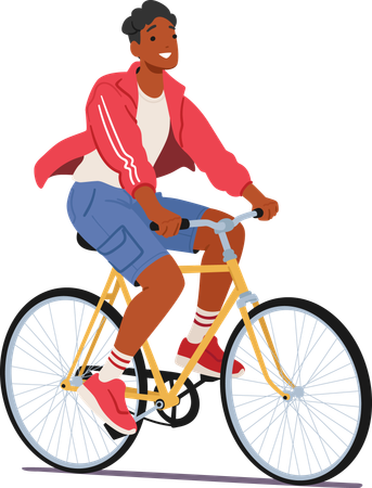 Male riding bicycle  Illustration