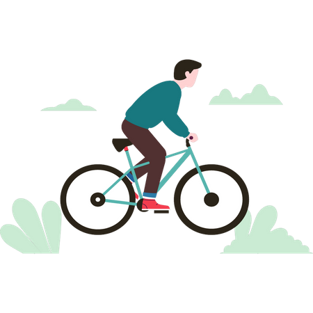 Male riding bicycle  Illustration