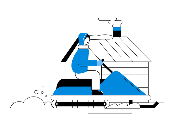 Male riding Snowmobile  Illustration