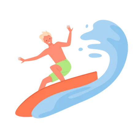 Male Riding Surfboard  Illustration