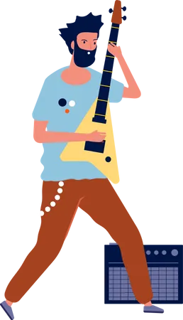 Male rock guitarist performing  Illustration