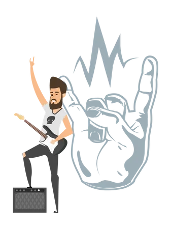 Male rock music player  Illustration