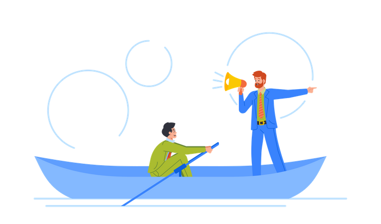 Male Rowing With Confidence And Authority  Illustration