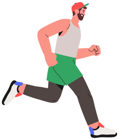 Male runner running in marathon Illustration