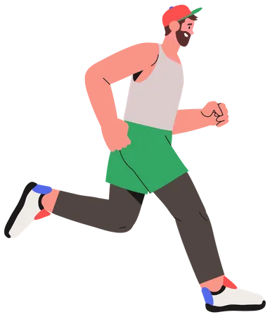 Male runner running in marathon  Illustration