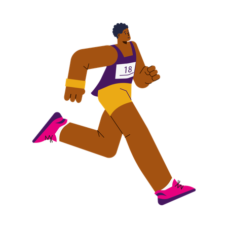 Male runner running in marathon race  Illustration