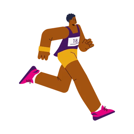 Male runner running in marathon race  Illustration