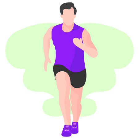 Male runner running in race Illustration