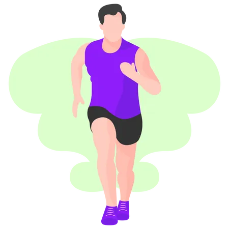 Male runner running in race Illustration