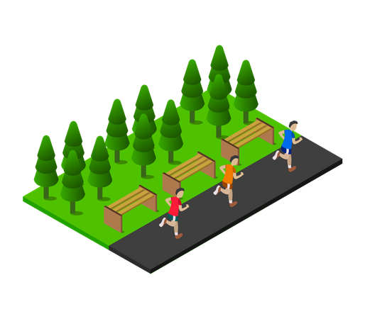 Male runners running in park  Illustration