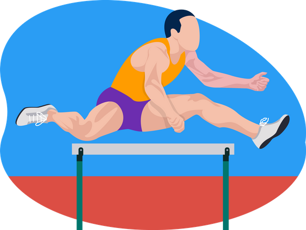 Male running in hurdles race  Illustration