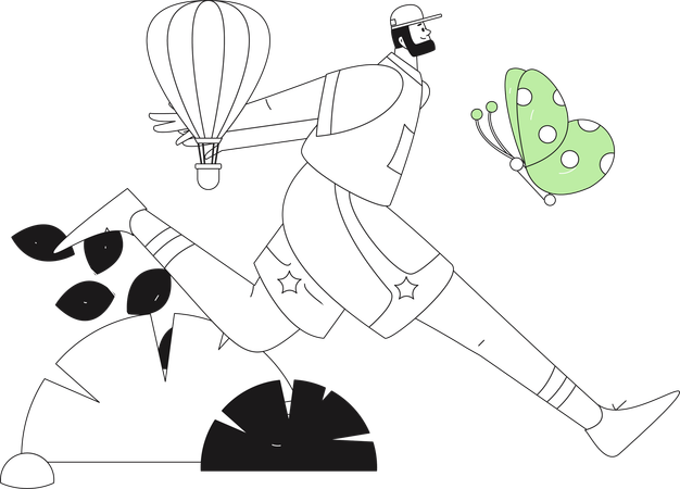 Male running in park  Illustration