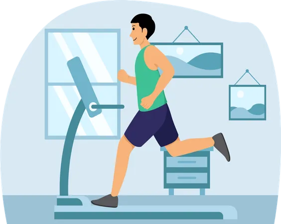 Male running on treadmill  Illustration