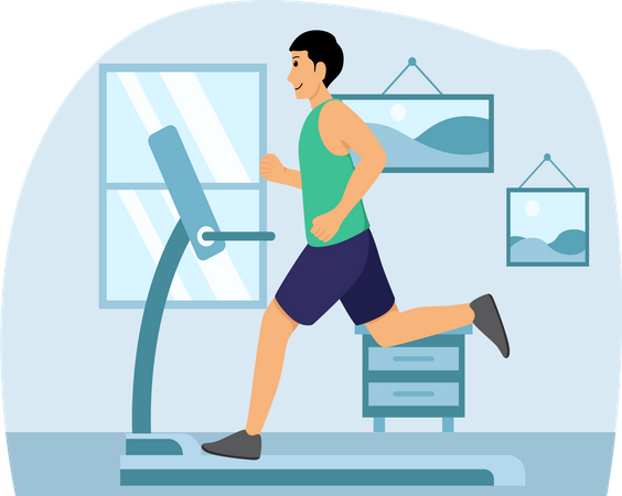 Male running on treadmill  Illustration