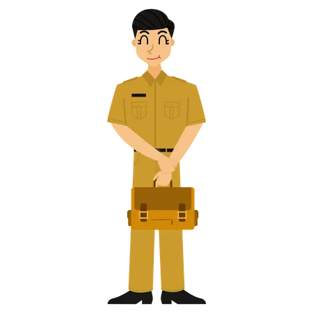 Male School teacher holding bag  Illustration