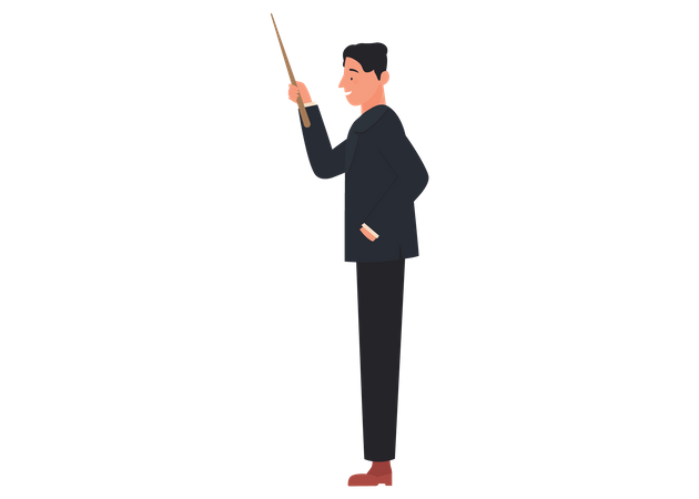 Male School Teacher holding stick  Illustration