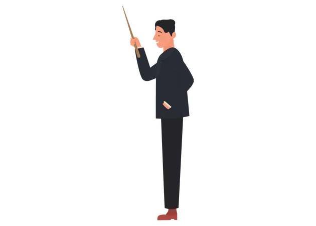 Male School Teacher holding stick  Illustration