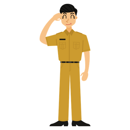 Male School teacher saluting  Illustration