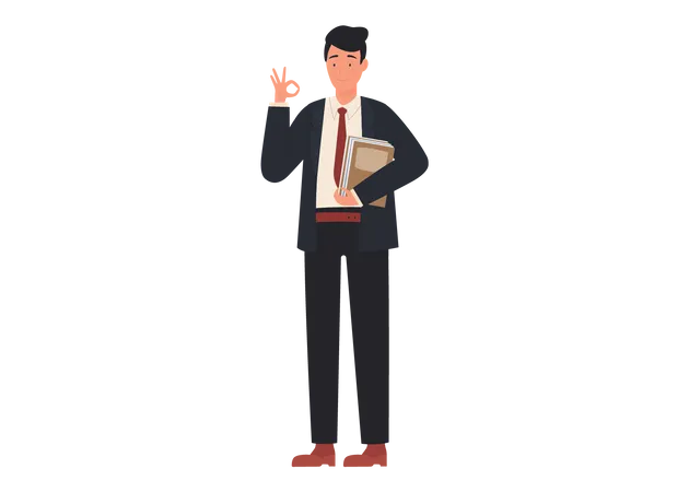 Male School Teacher showing ok sign  Illustration