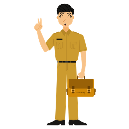 Male School teacher showing peace sign  Illustration