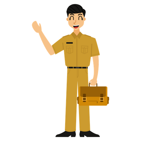 Male School teacher waiving hand  Illustration