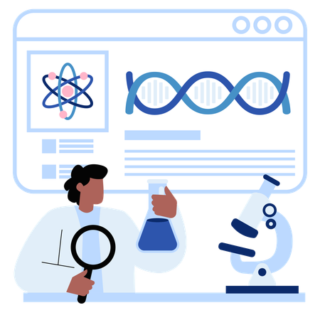 Male Science Researching on Dna  Illustration