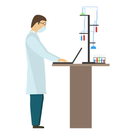 Male Scientific working in lab  Illustration