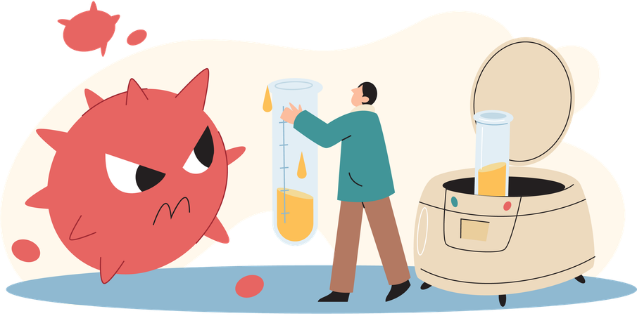 Male Scientist conducting scientific research  Illustration