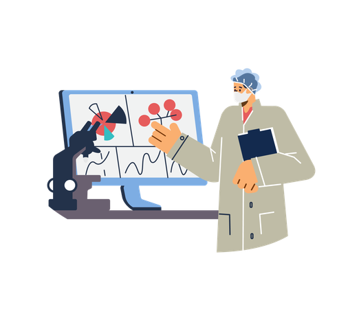 Male scientist developing vaccine  Illustration