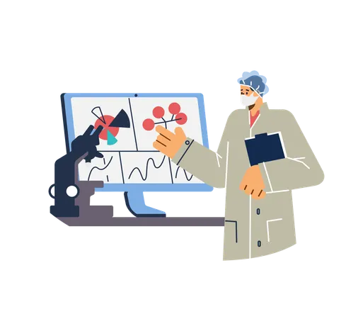 Male scientist developing vaccine  Illustration