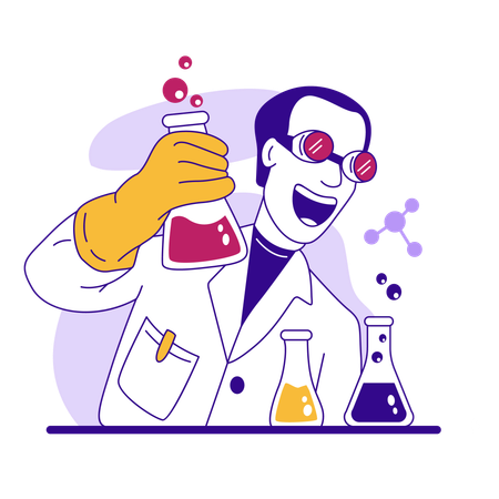 Male Scientist doing biotechnology Research  Illustration