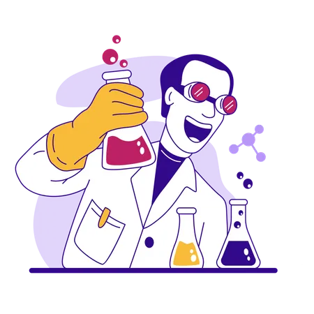 Male Scientist doing biotechnology Research  Illustration