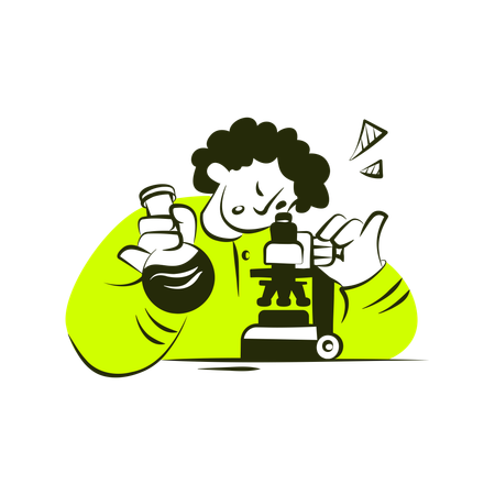 Male Scientist Doing Blood Test  Illustration