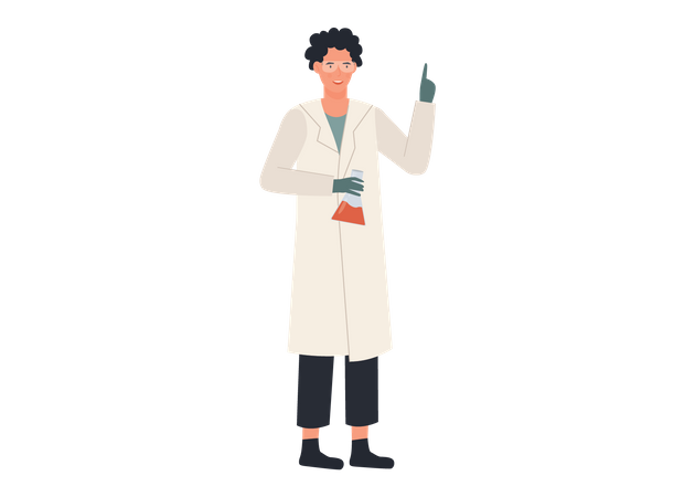 Male scientist doing chemical experiment  Illustration