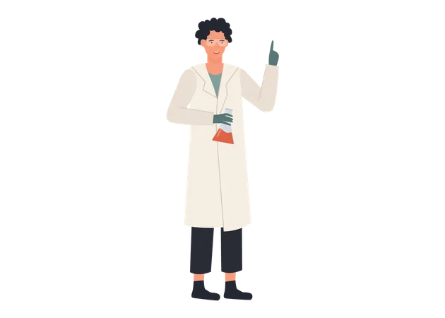 Male scientist doing chemical experiment  Illustration