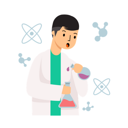 Male Scientist doing chemical research  Illustration