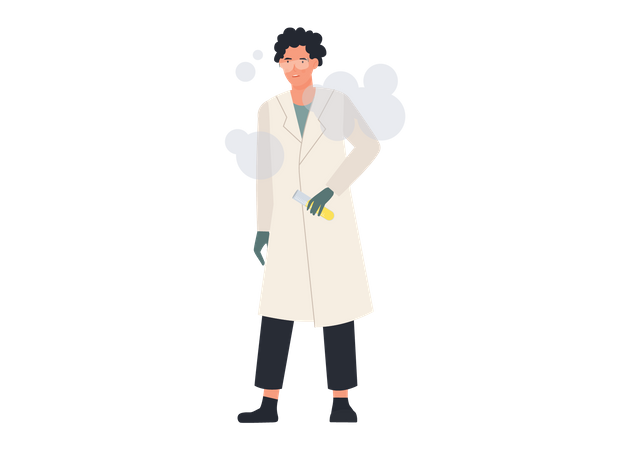 Male scientist doing chemical research  Illustration