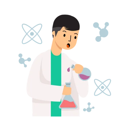 Male Scientist doing chemical research  Illustration