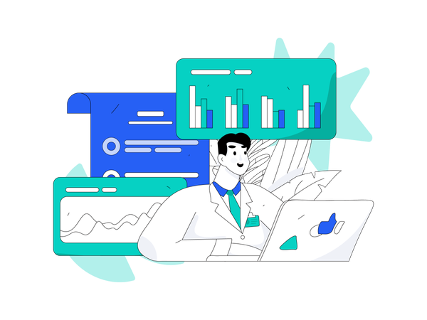 Male scientist doing experiment  Illustration