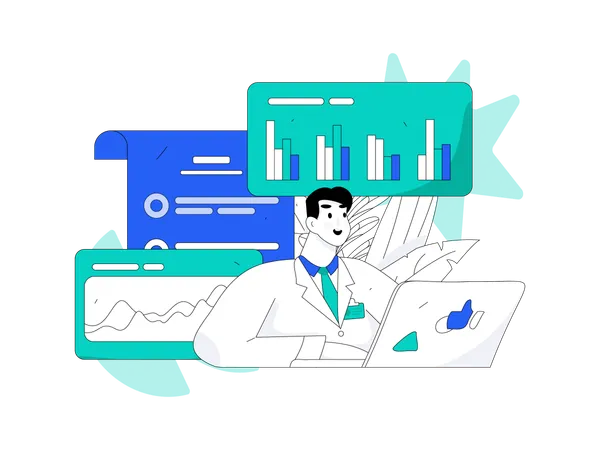 Male scientist doing experiment  Illustration