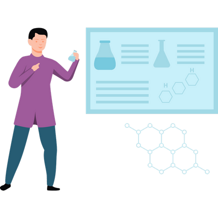 Male scientist doing experiment  Illustration