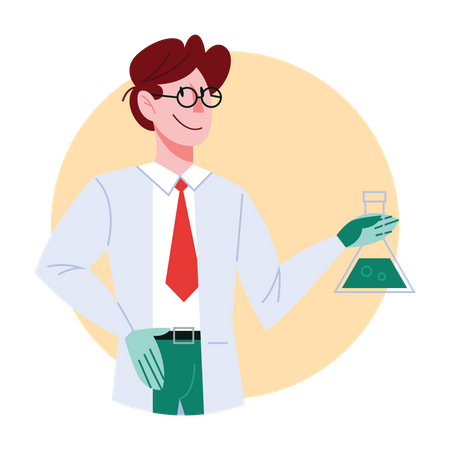 Male scientist doing experiment  Illustration