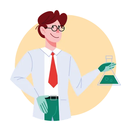 Male scientist doing experiment  Illustration